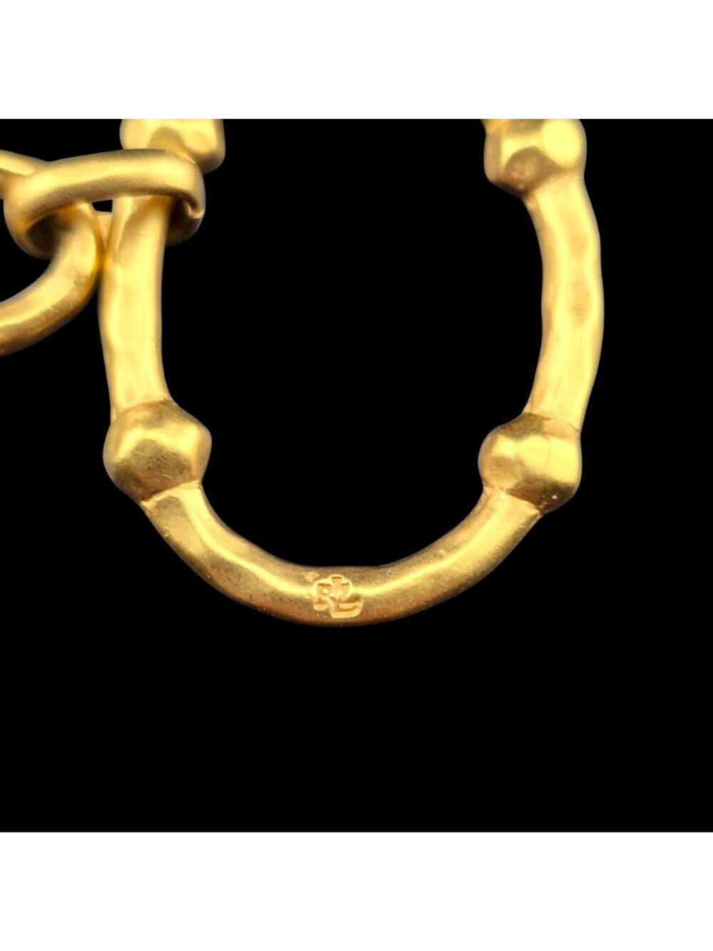 Lauren Ralph Lauren Gold-Toned Double Oval Dangle Textured Earrings - Picture 6 of 7